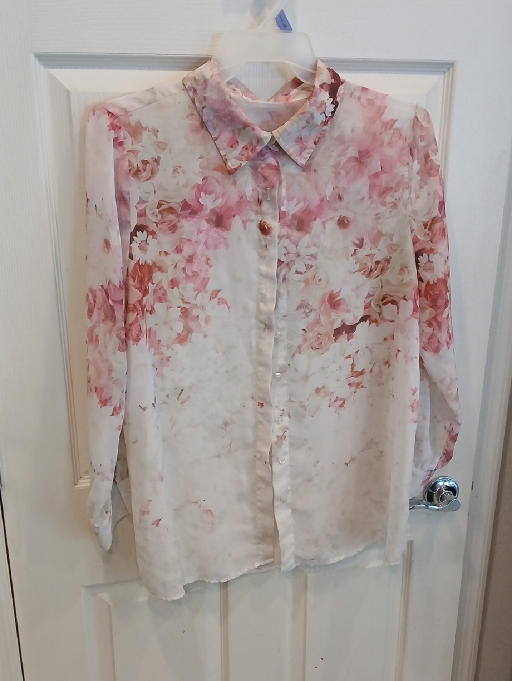 Floral Sheer Button-Up Blouse